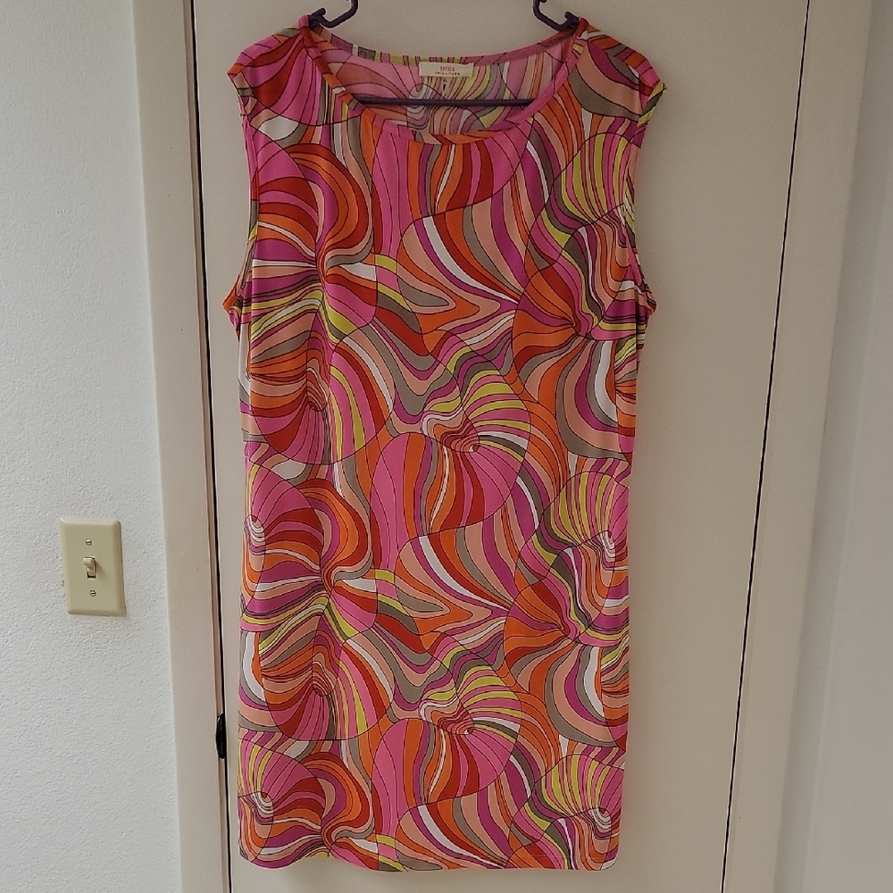 Trina Turk Pink and Yellow Swirl Dress EUC!